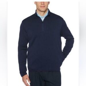 Men’s PGA Quarter Zip Golf Pullover Navy Blue Waffle Knit L